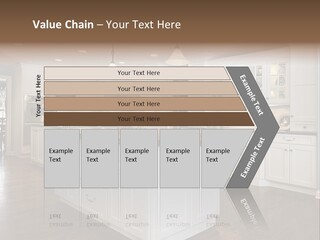 A Large Kitchen With White Cabinets And A Center Island PowerPoint Template