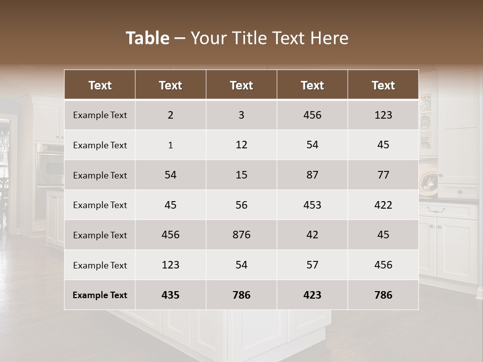 A Large Kitchen With White Cabinets And A Center Island PowerPoint Template