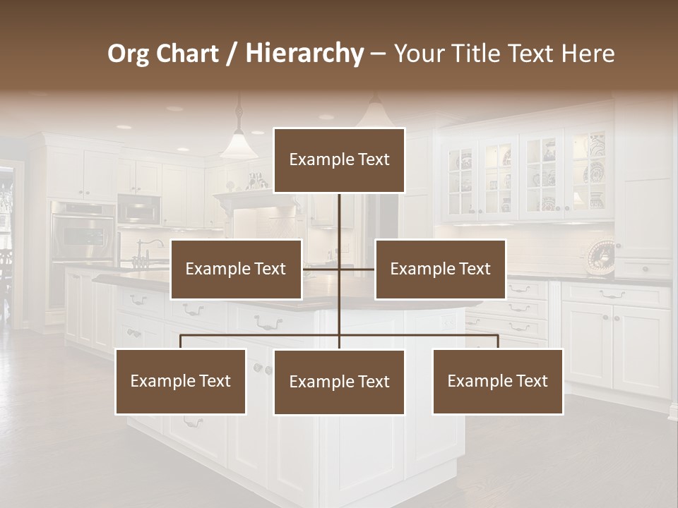 A Large Kitchen With White Cabinets And A Center Island PowerPoint Template