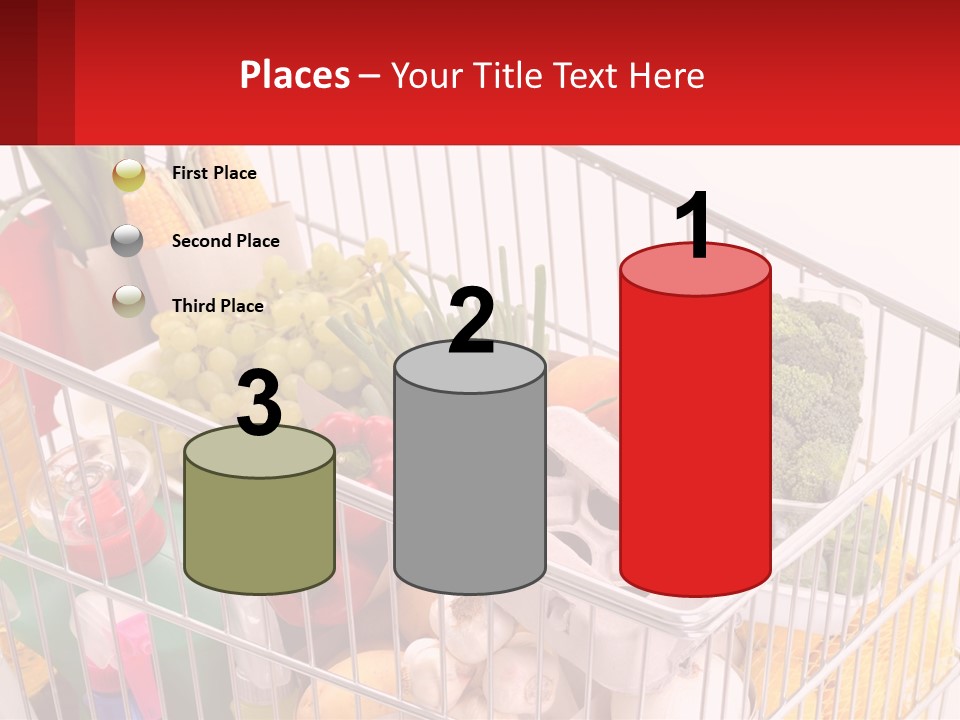 A Shopping Cart Filled With Lots Of Fresh Fruits And Vegetables PowerPoint Template