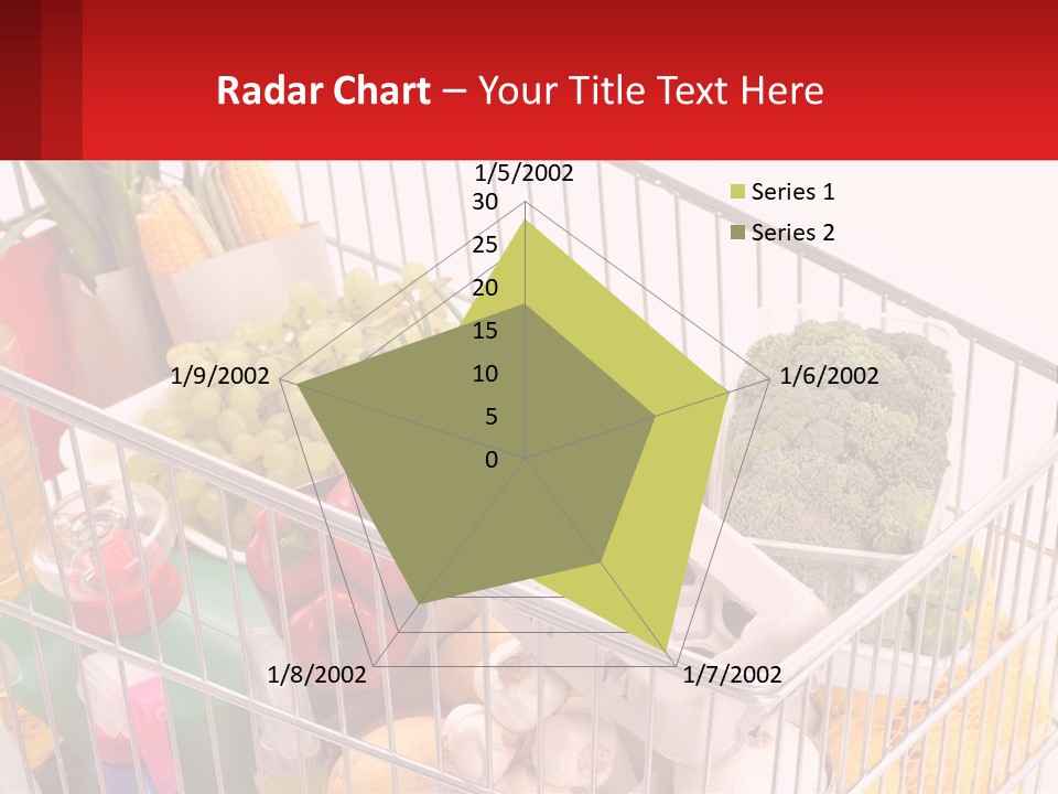 A Shopping Cart Filled With Lots Of Fresh Fruits And Vegetables PowerPoint Template