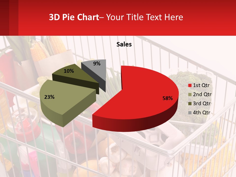 A Shopping Cart Filled With Lots Of Fresh Fruits And Vegetables PowerPoint Template