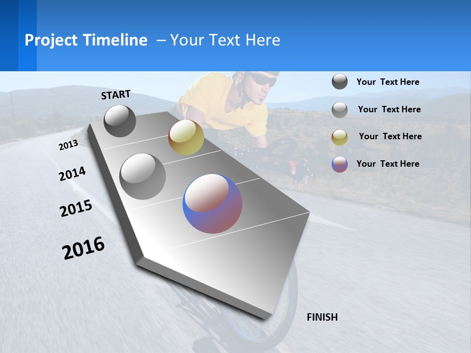 A Man Riding A Bike Down A Road PowerPoint Template