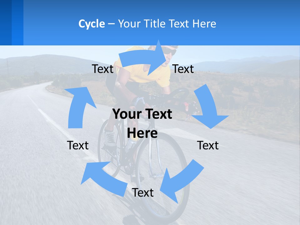 A Man Riding A Bike Down A Road PowerPoint Template