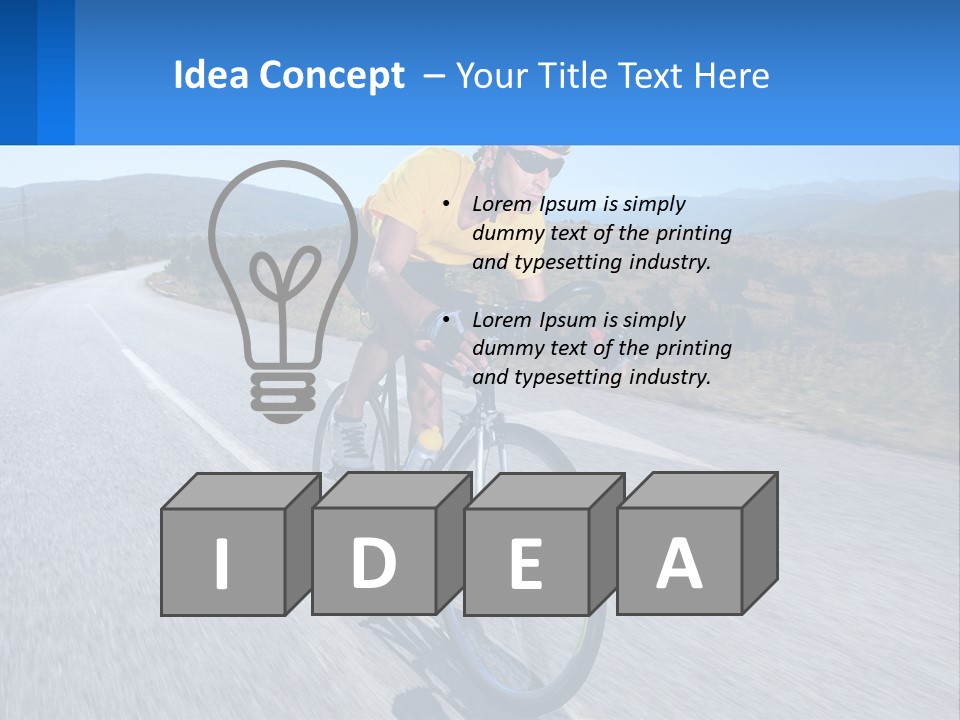 A Man Riding A Bike Down A Road PowerPoint Template