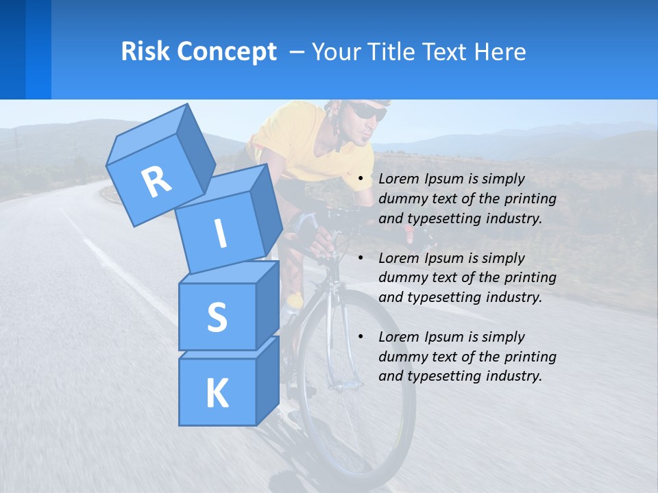 A Man Riding A Bike Down A Road PowerPoint Template