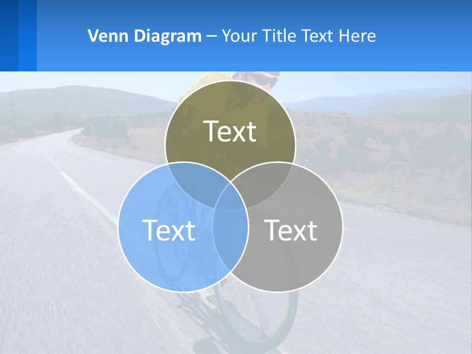 A Man Riding A Bike Down A Road PowerPoint Template
