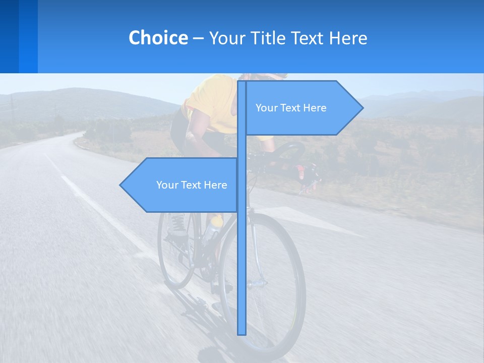A Man Riding A Bike Down A Road PowerPoint Template