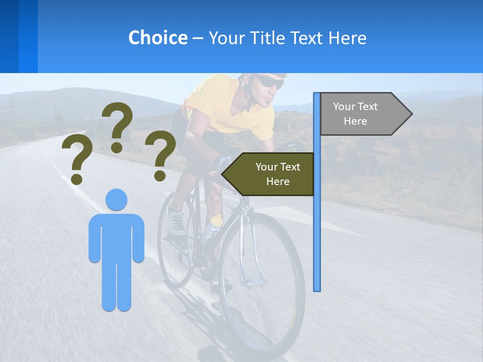 A Man Riding A Bike Down A Road PowerPoint Template