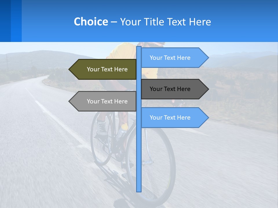 A Man Riding A Bike Down A Road PowerPoint Template