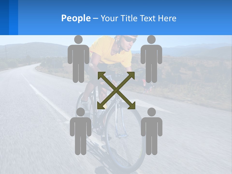 A Man Riding A Bike Down A Road PowerPoint Template