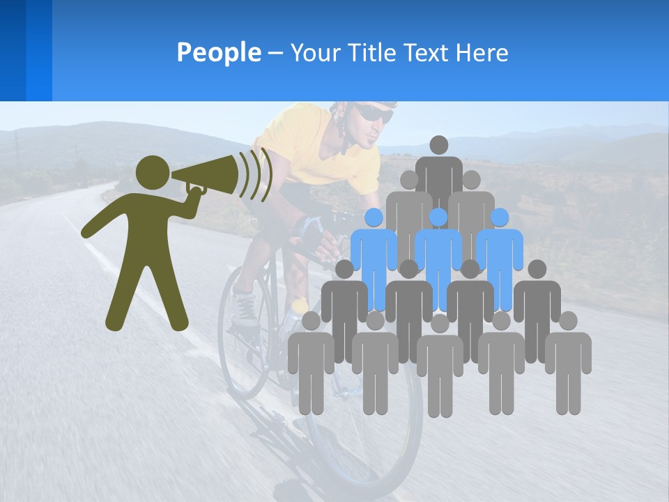 A Man Riding A Bike Down A Road PowerPoint Template