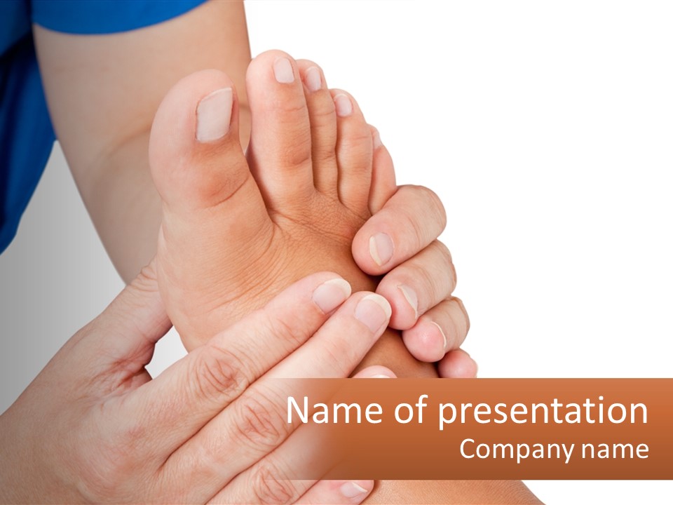 A Person Holding Another Person's Foot With Both Hands PowerPoint Template