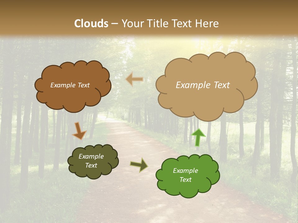 A Dirt Road In The Middle Of A Green Forest PowerPoint Template