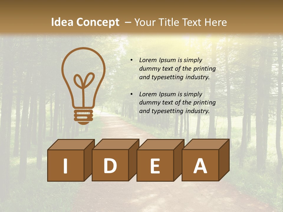 A Dirt Road In The Middle Of A Green Forest PowerPoint Template