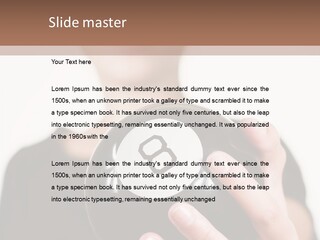 A Woman Holding A Black Ball With A White Letter B On It PowerPoint Template