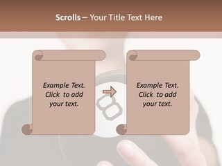 A Woman Holding A Black Ball With A White Letter B On It PowerPoint Template