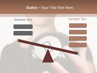 A Woman Holding A Black Ball With A White Letter B On It PowerPoint Template