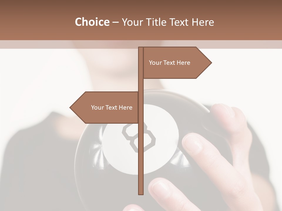 A Woman Holding A Black Ball With A White Letter B On It PowerPoint Template