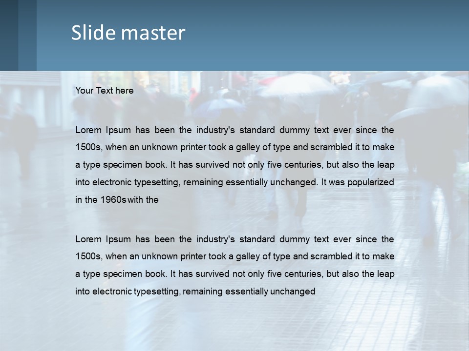 A Group Of People Walking Down A Street Holding Umbrellas PowerPoint Template