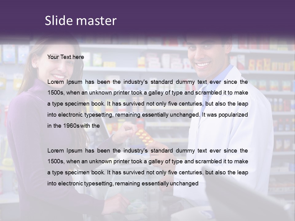 A Man And A Woman In A Pharmacy Powerpoint Presentation PowerPoint Template