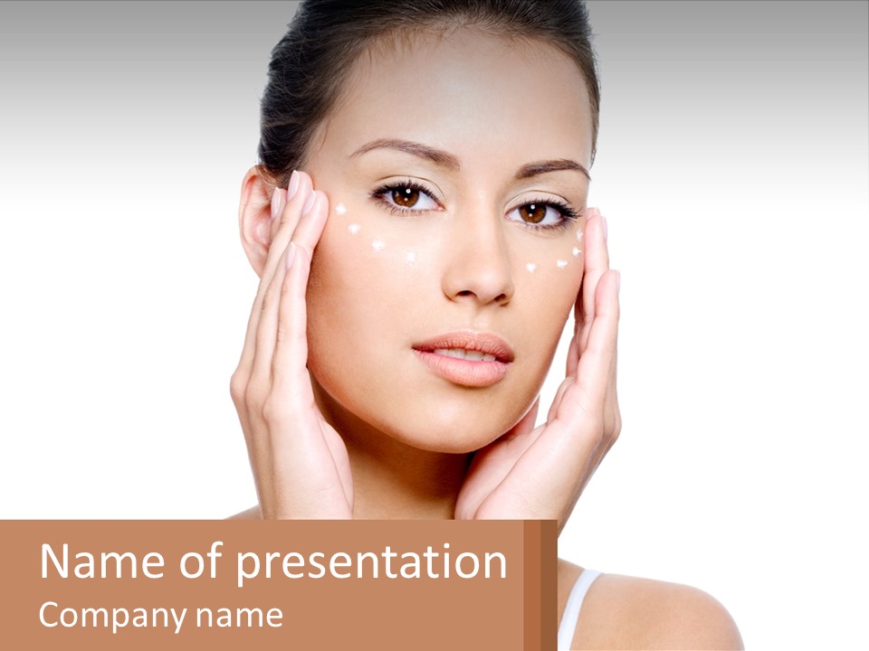 A Woman Holding Her Hands Up To Her Face PowerPoint Template