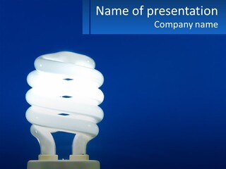 A White Light Bulb On A Blue Background PowerPoint Template