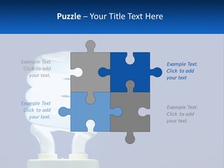 A White Light Bulb On A Blue Background PowerPoint Template