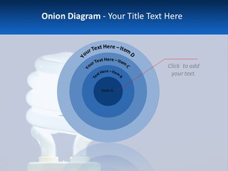 A White Light Bulb On A Blue Background PowerPoint Template