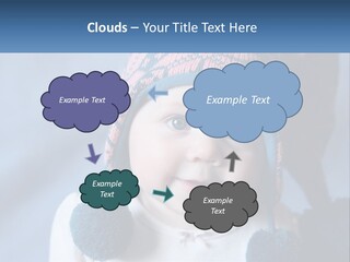 A Baby Wearing A Hat With Pom Poms PowerPoint Template