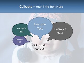 A Baby Wearing A Hat With Pom Poms PowerPoint Template