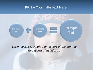A Baby Wearing A Hat With Pom Poms PowerPoint Template
