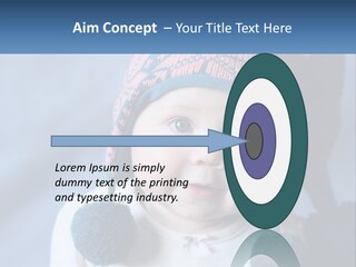 A Baby Wearing A Hat With Pom Poms PowerPoint Template