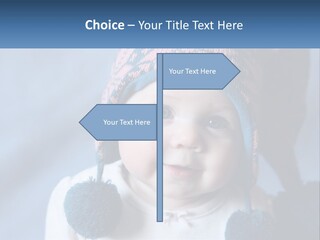 A Baby Wearing A Hat With Pom Poms PowerPoint Template