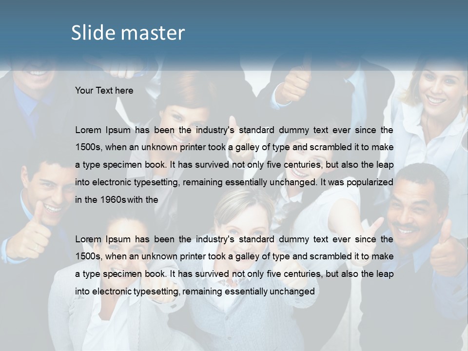 A Group Of Business People Giving Thumbs Up PowerPoint Template