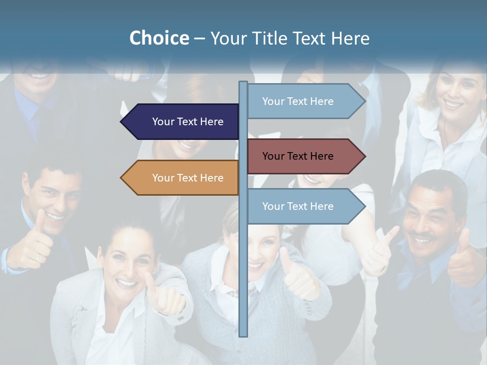 A Group Of Business People Giving Thumbs Up PowerPoint Template