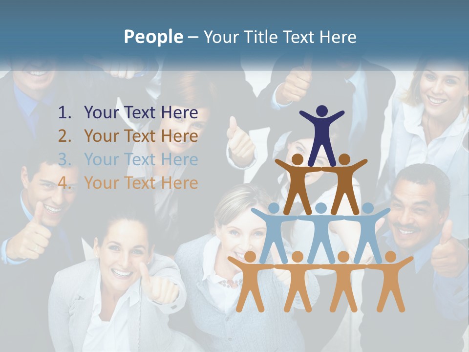 A Group Of Business People Giving Thumbs Up PowerPoint Template