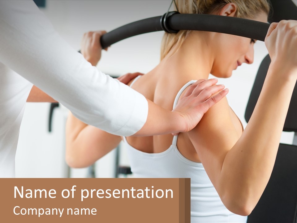 A Woman Doing Exercises With A Personal Trainer PowerPoint Template