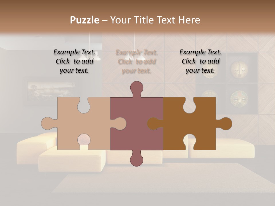 A Living Room With A Yellow Couch And Clock On The Wall PowerPoint Template