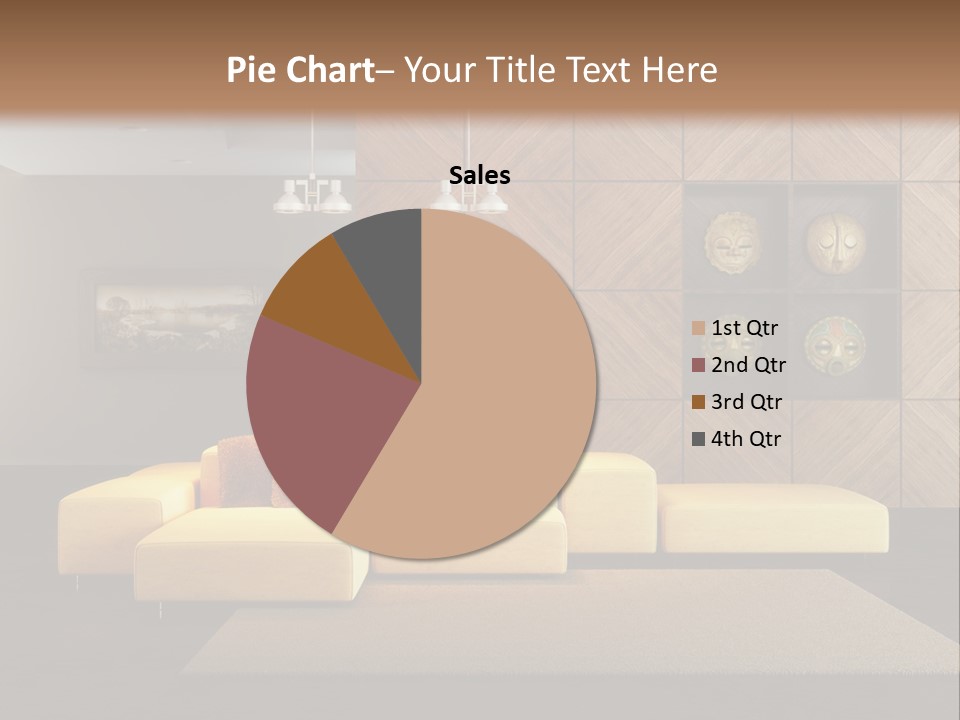 A Living Room With A Yellow Couch And Clock On The Wall PowerPoint Template