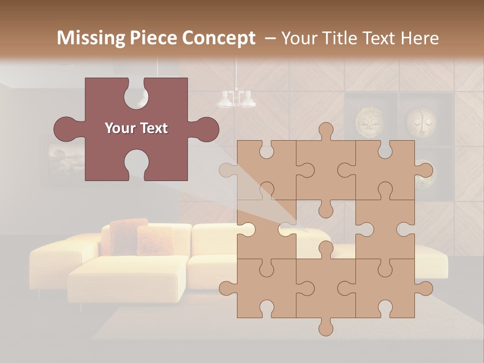 A Living Room With A Yellow Couch And Clock On The Wall PowerPoint Template