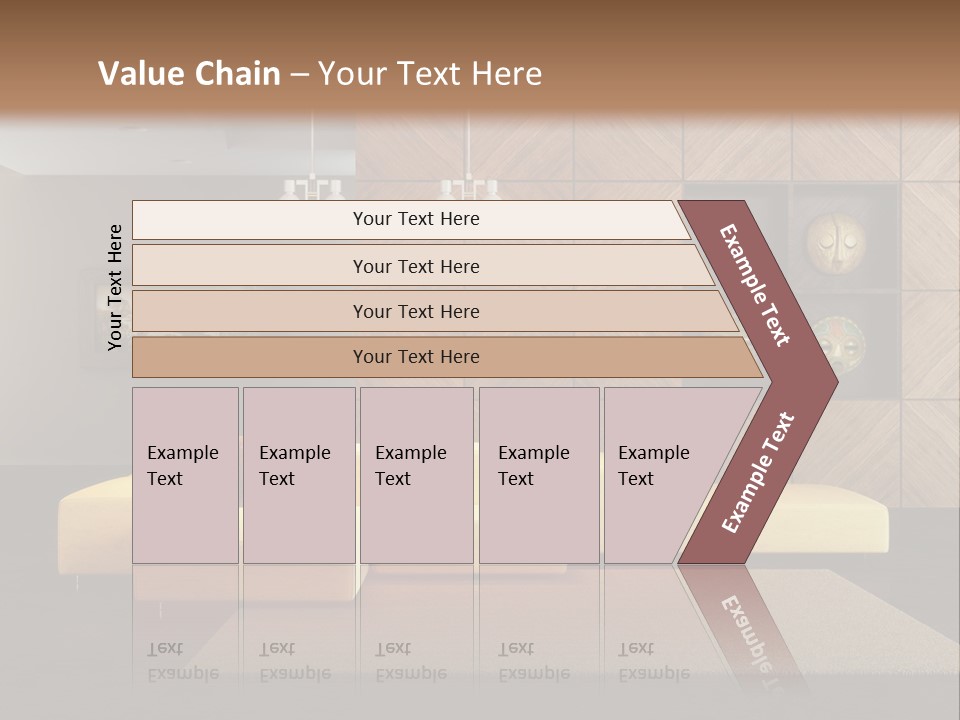 A Living Room With A Yellow Couch And Clock On The Wall PowerPoint Template