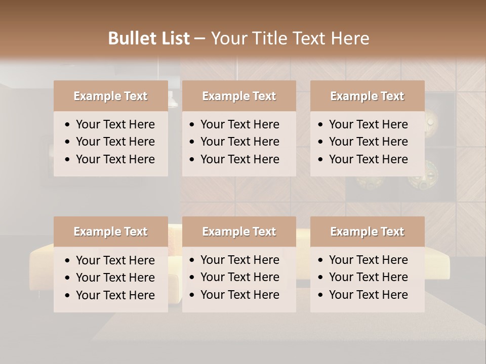 A Living Room With A Yellow Couch And Clock On The Wall PowerPoint Template