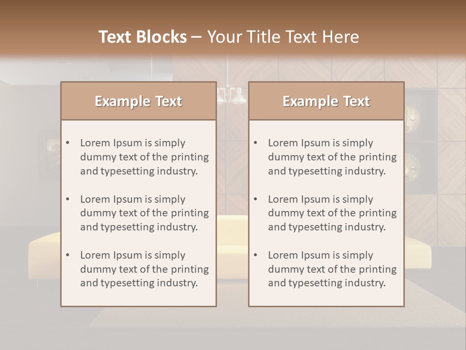 A Living Room With A Yellow Couch And Clock On The Wall PowerPoint Template