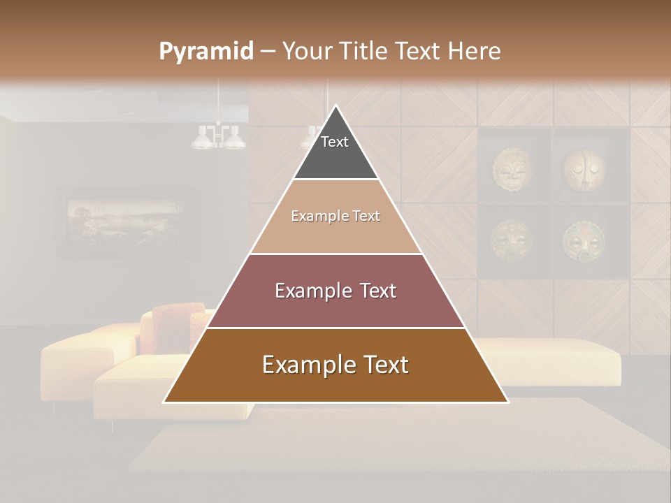 A Living Room With A Yellow Couch And Clock On The Wall PowerPoint Template