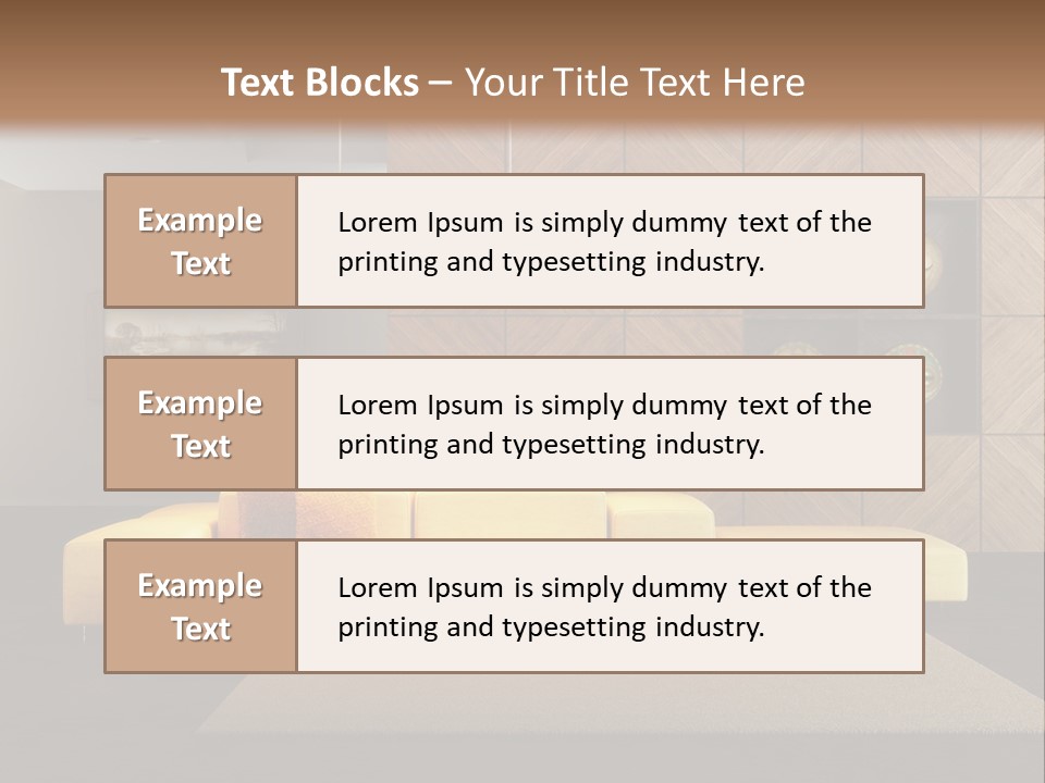 A Living Room With A Yellow Couch And Clock On The Wall PowerPoint Template