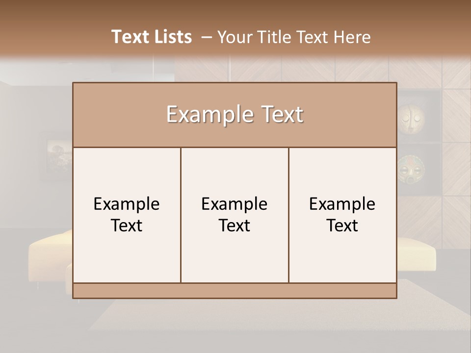 A Living Room With A Yellow Couch And Clock On The Wall PowerPoint Template
