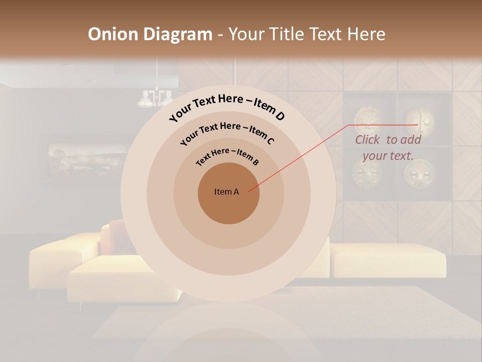 A Living Room With A Yellow Couch And Clock On The Wall PowerPoint Template