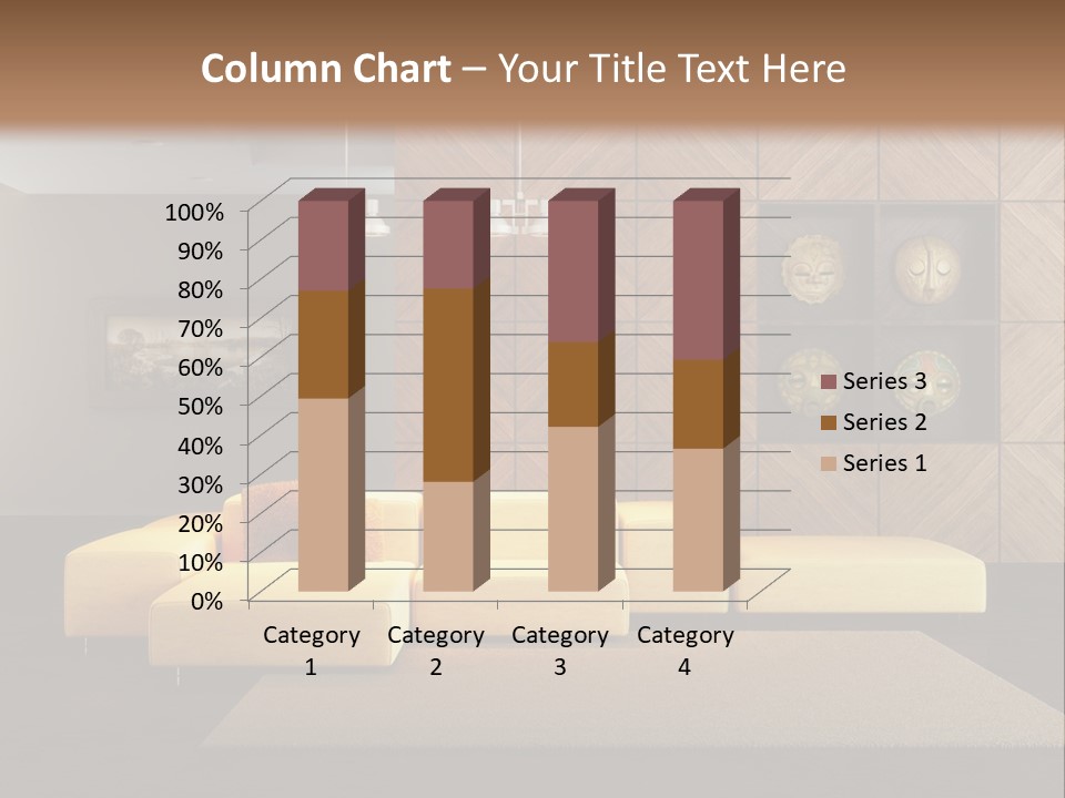 A Living Room With A Yellow Couch And Clock On The Wall PowerPoint Template