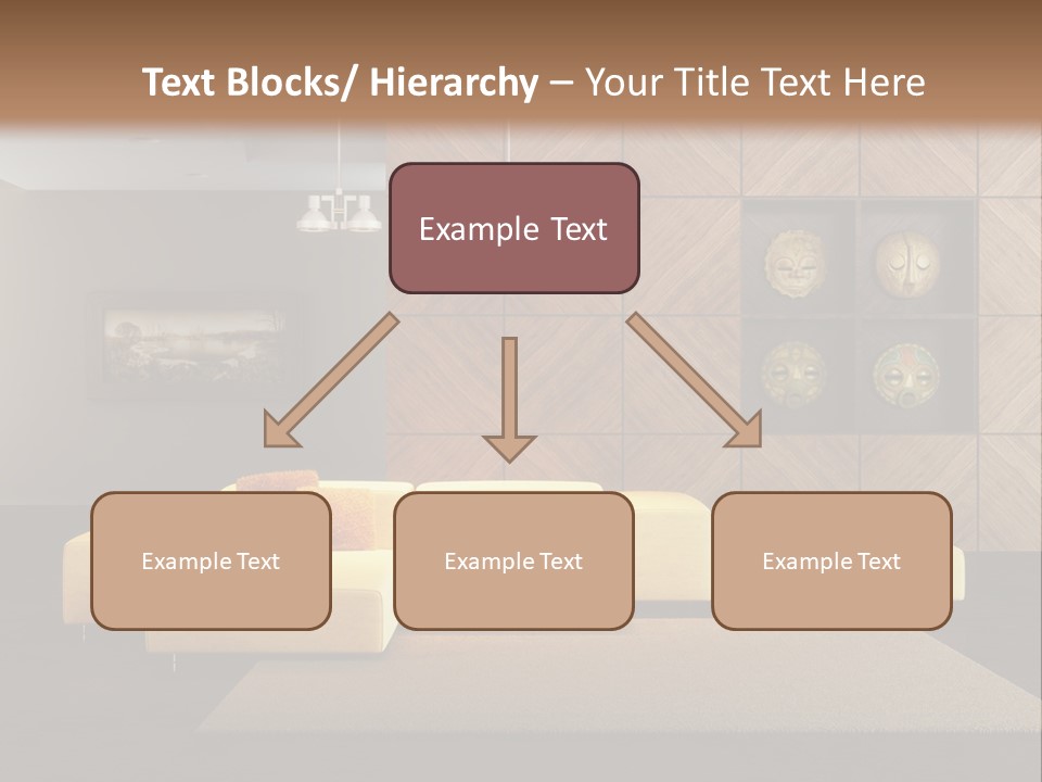 A Living Room With A Yellow Couch And Clock On The Wall PowerPoint Template